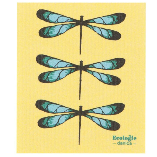 Yellow swedish cloth with blue dragonflies