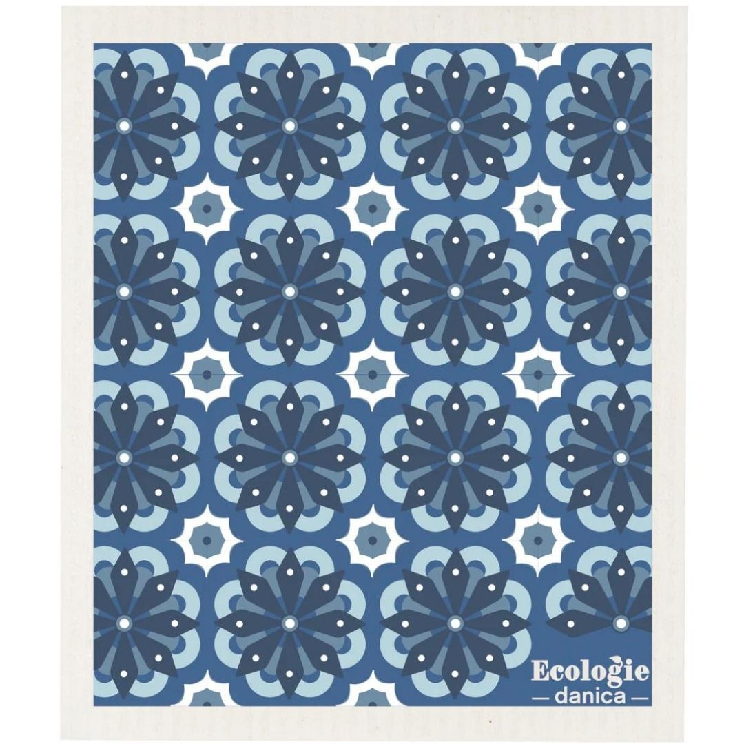 blue mosaic tile swedish dish cloth