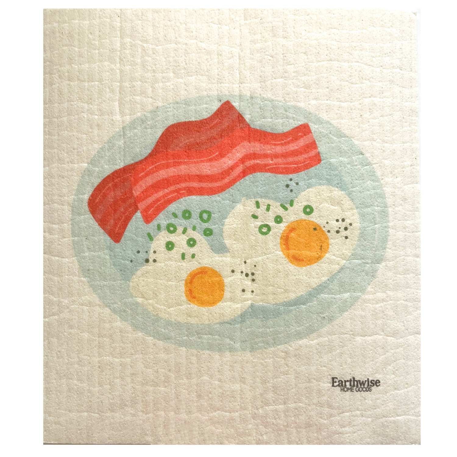bacon and eggs breakfast themed swedish dish cloth