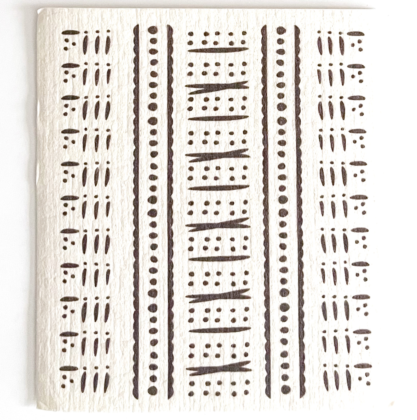 White swedish cloth with a dark brown (almost black) geometric design