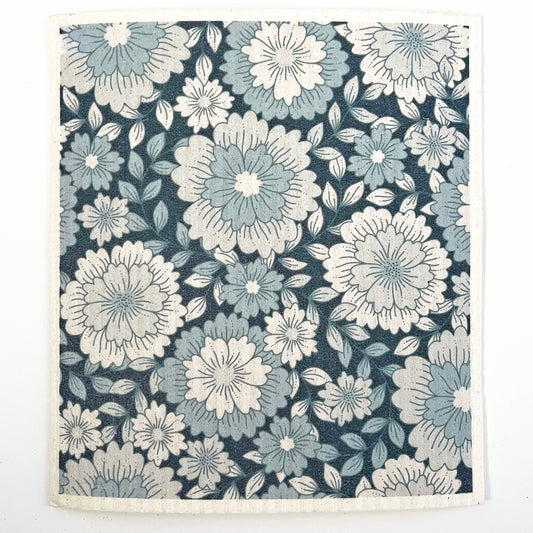 blue floral swedish dishcloth