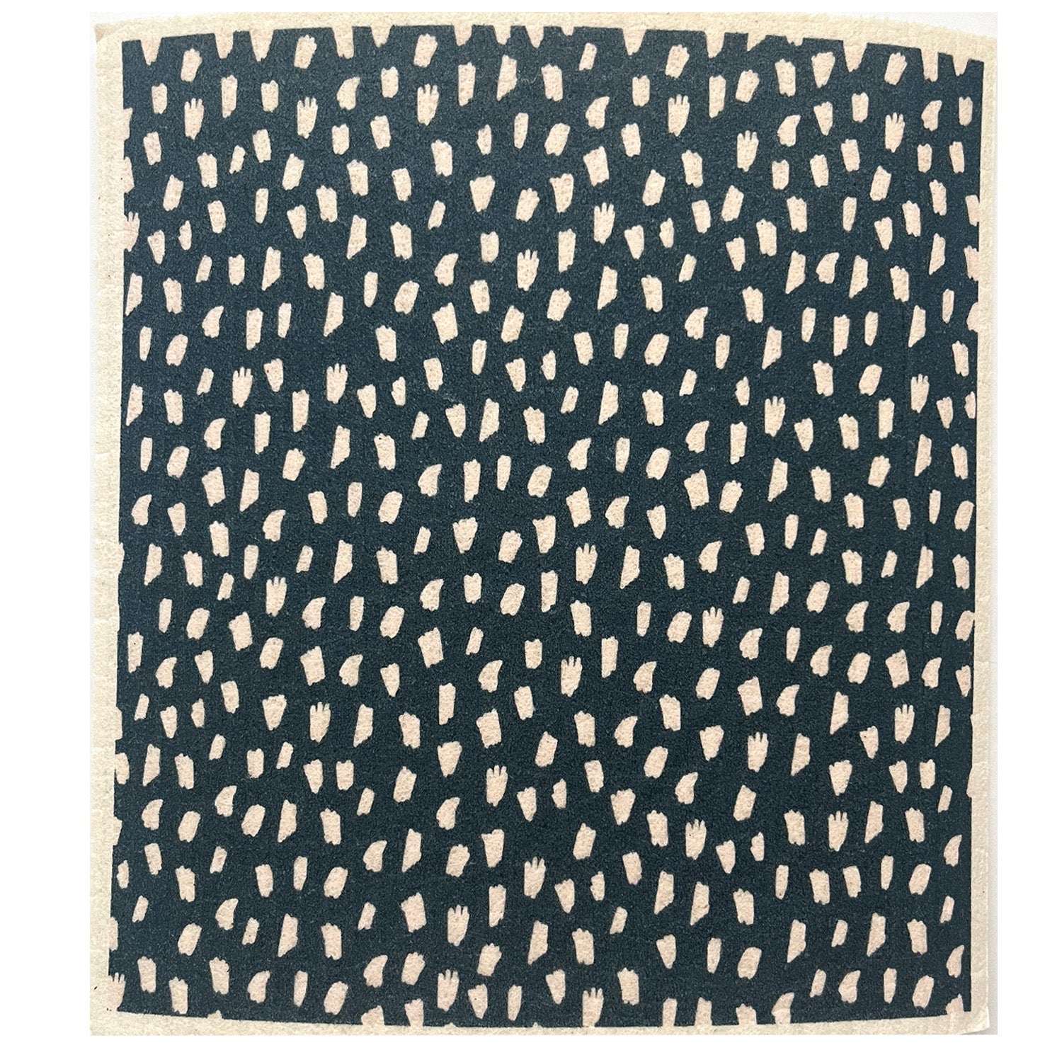 Blue background swedish dishcloth with white abstract dots