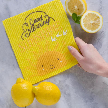 Sunshine themed swedish dish cloth by Danica