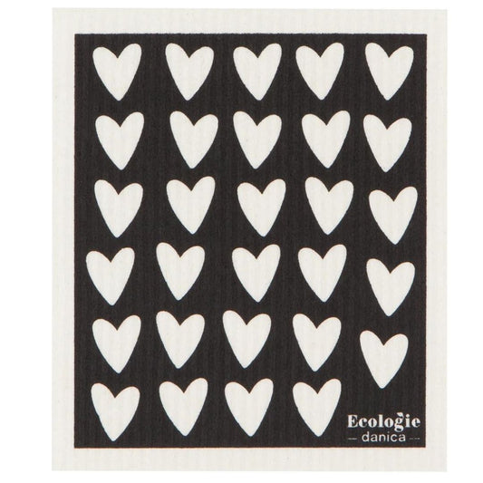 Black swedish cloth with hearts background