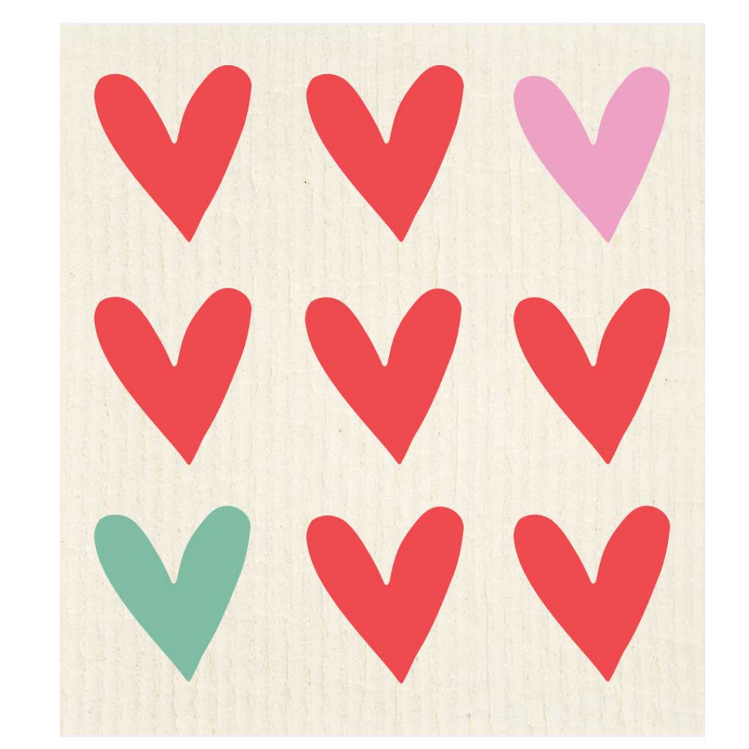 heart themed swedish dish cloth