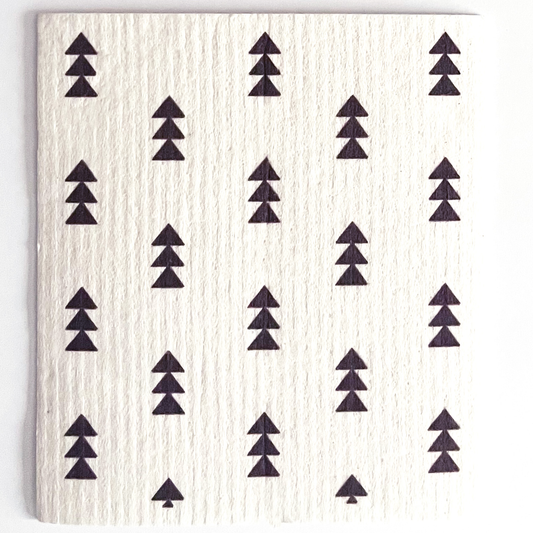 White swedish cloth with a dark brown (almost black) geometric design